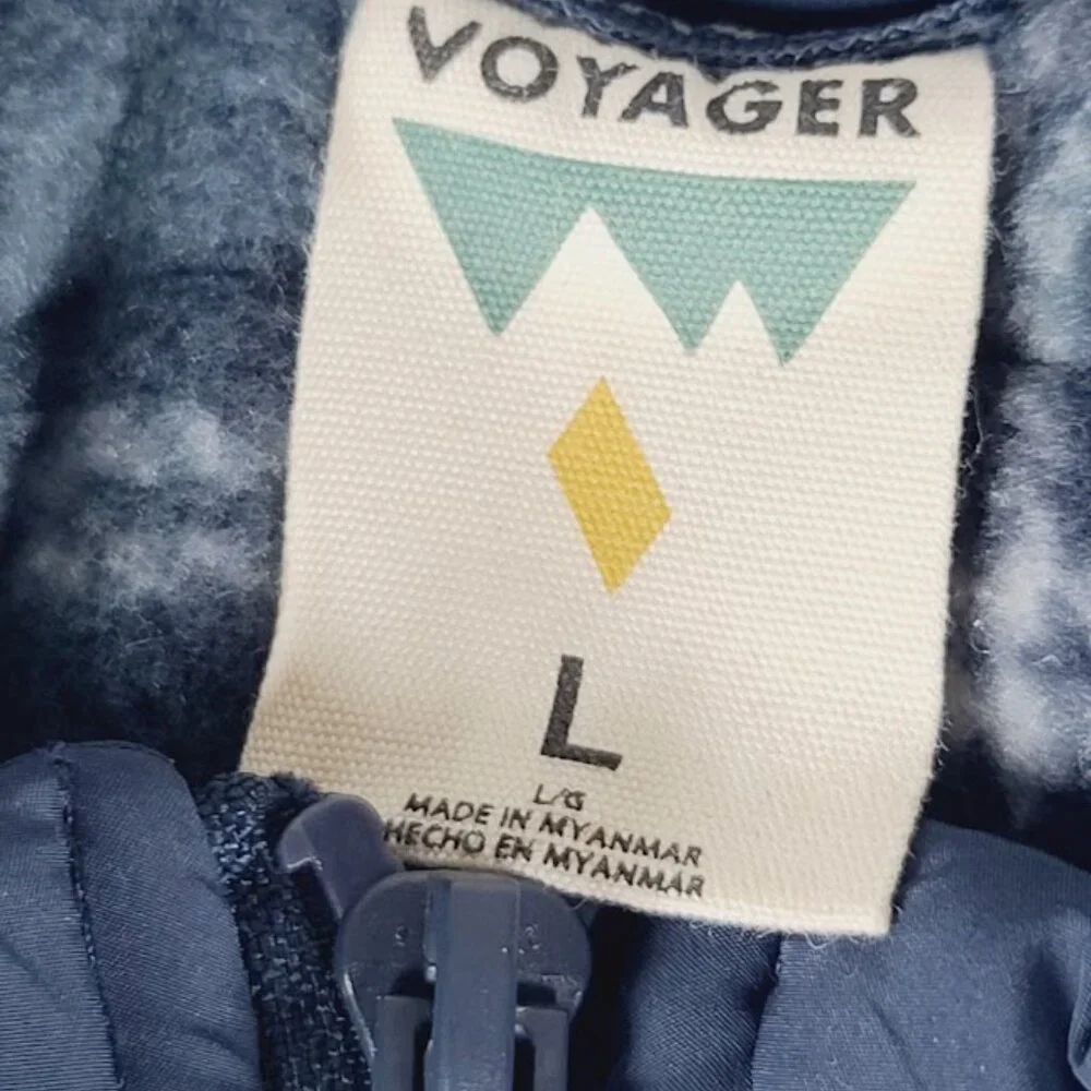 Voyager Men's Navy Polar Fleece Lined Padded Winter Puffer Jacket Size L